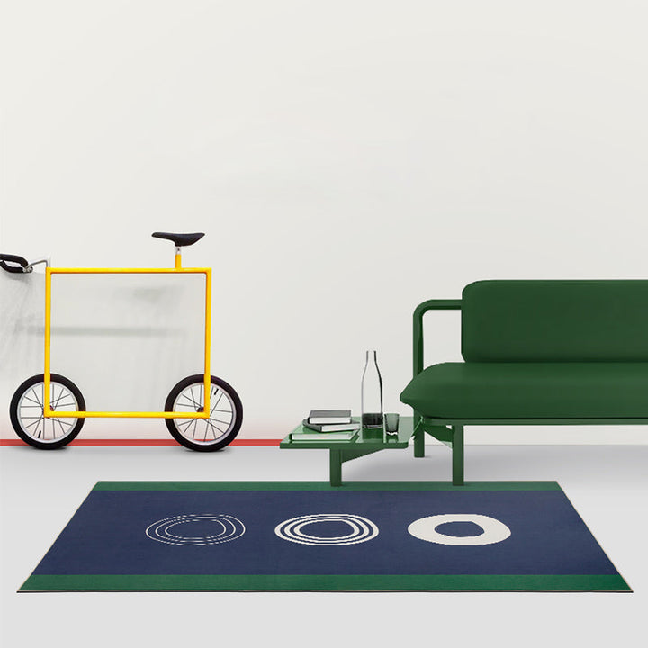 BowLift | Navy Blue Simplicity Rug Synthetic Circle Pattern Non-Slip Stain Resistant Washable Rug for the Living Room