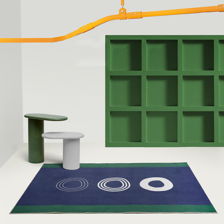 BowLift | Navy Blue Simplicity Rug Synthetic Circle Pattern Non-Slip Stain Resistant Washable Rug for the Living Room