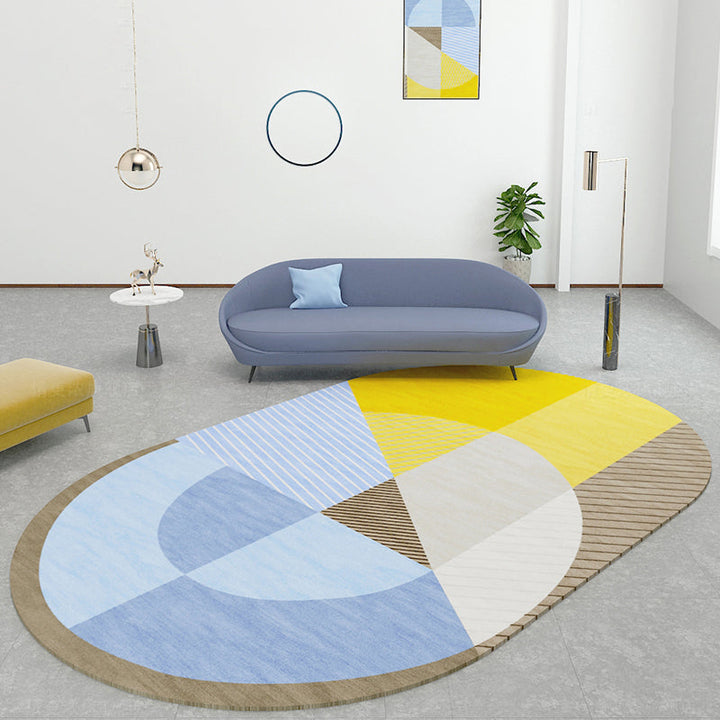 BowLift | Multicolor Nordic Rug Polypropylene Color Block with Line Background Pet-Friendly Non-Slip Machine Washable Rug for Home