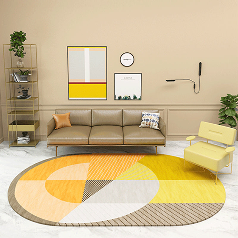 BowLift | Multicolor Nordic Rug Polypropylene Color Block with Line Background Pet-Friendly Non-Slip Machine Washable Rug for Home