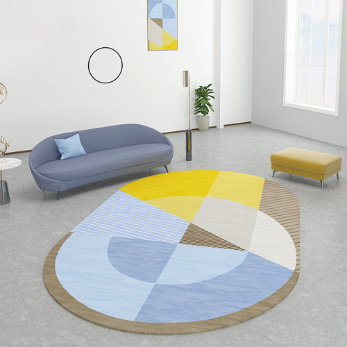 BowLift | Multicolor Nordic Rug Polypropylene Color Block with Line Background Pet-Friendly Non-Slip Machine Washable Rug for Home