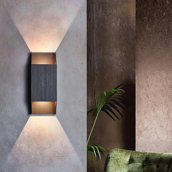 BowLift | 1 Light Bedroom Up and Down LED Wall Lamp with Geometric Metal Shade Black/Grey/White Wall Mount Light