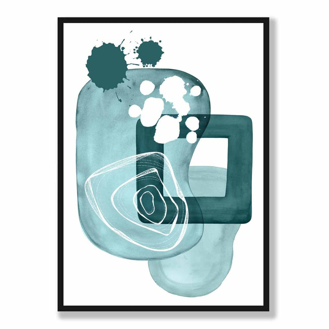 Abstract Aqua Blue and Teal Wall Art Poster No. 1 | Bowlift