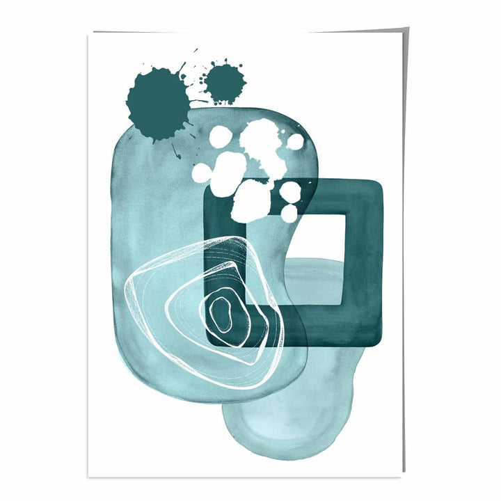 Abstract Aqua Blue and Teal Wall Art Poster No. 1 | Bowlift