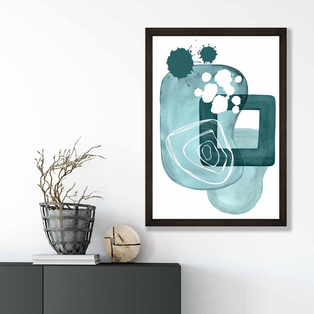 Abstract Aqua Blue and Teal Wall Art Poster No. 1 | Bowlift