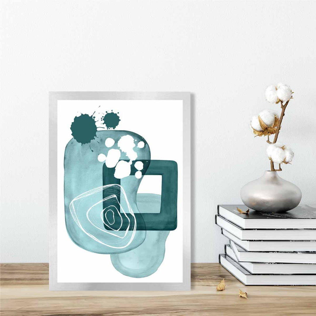 Abstract Aqua Blue and Teal Wall Art Poster No. 1 | Bowlift