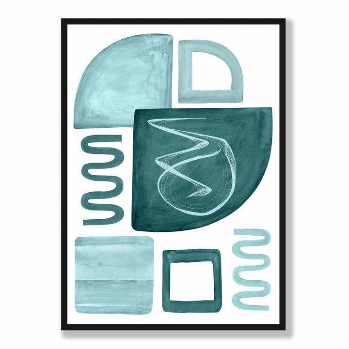 Abstract Aqua Blue and Petrol Wall Art Poster No. 2 | Bowlift
