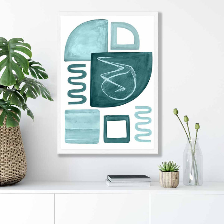 Abstract Aqua Blue and Petrol Wall Art Poster No. 2 | Bowlift