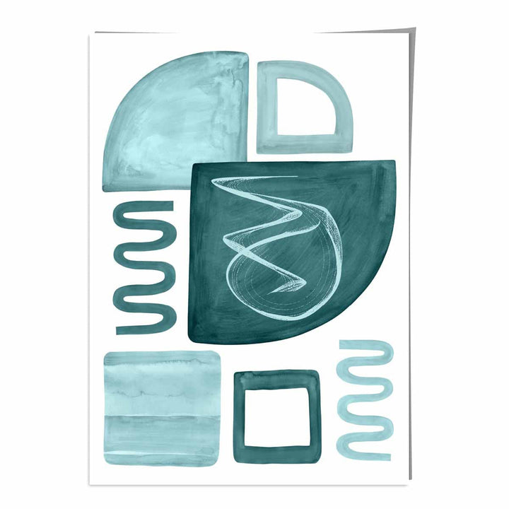 Abstract Aqua Blue and Petrol Wall Art Poster No. 2 | Bowlift
