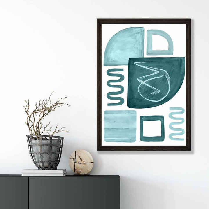 Abstract Aqua Blue and Petrol Wall Art Poster No. 2 | Bowlift