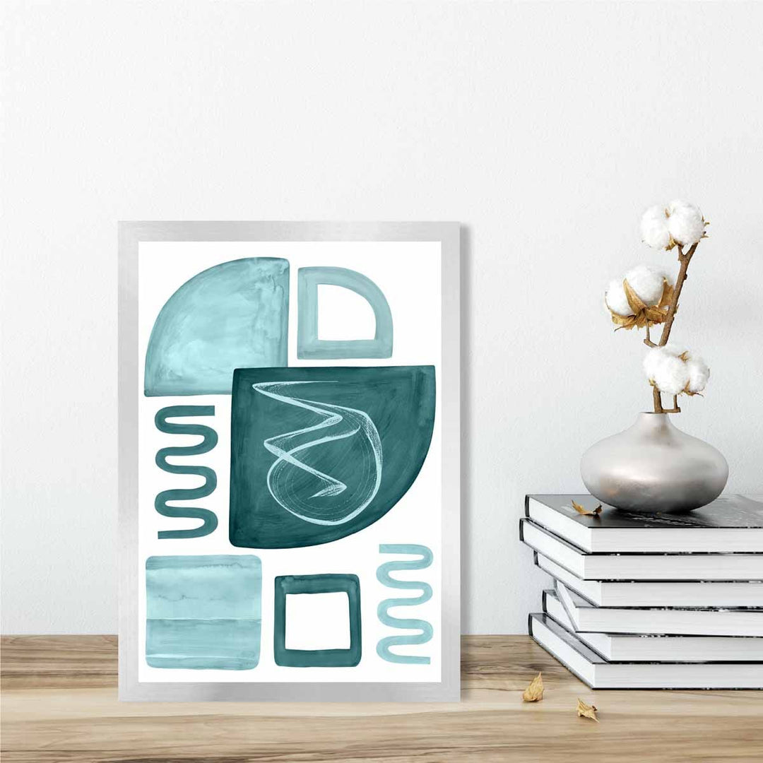 Abstract Aqua Blue and Petrol Wall Art Poster No. 2 | Bowlift