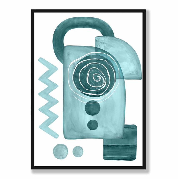 Abstract Aqua Blue and Teal Wall Art Poster No. 3 | Bowlift