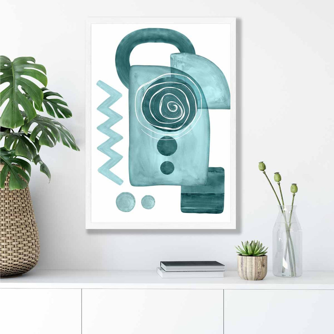 Abstract Aqua Blue and Teal Wall Art Poster No. 3 | Bowlift