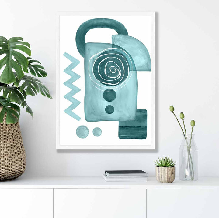 Abstract Aqua Blue and Teal Wall Art Poster No. 3 | Bowlift