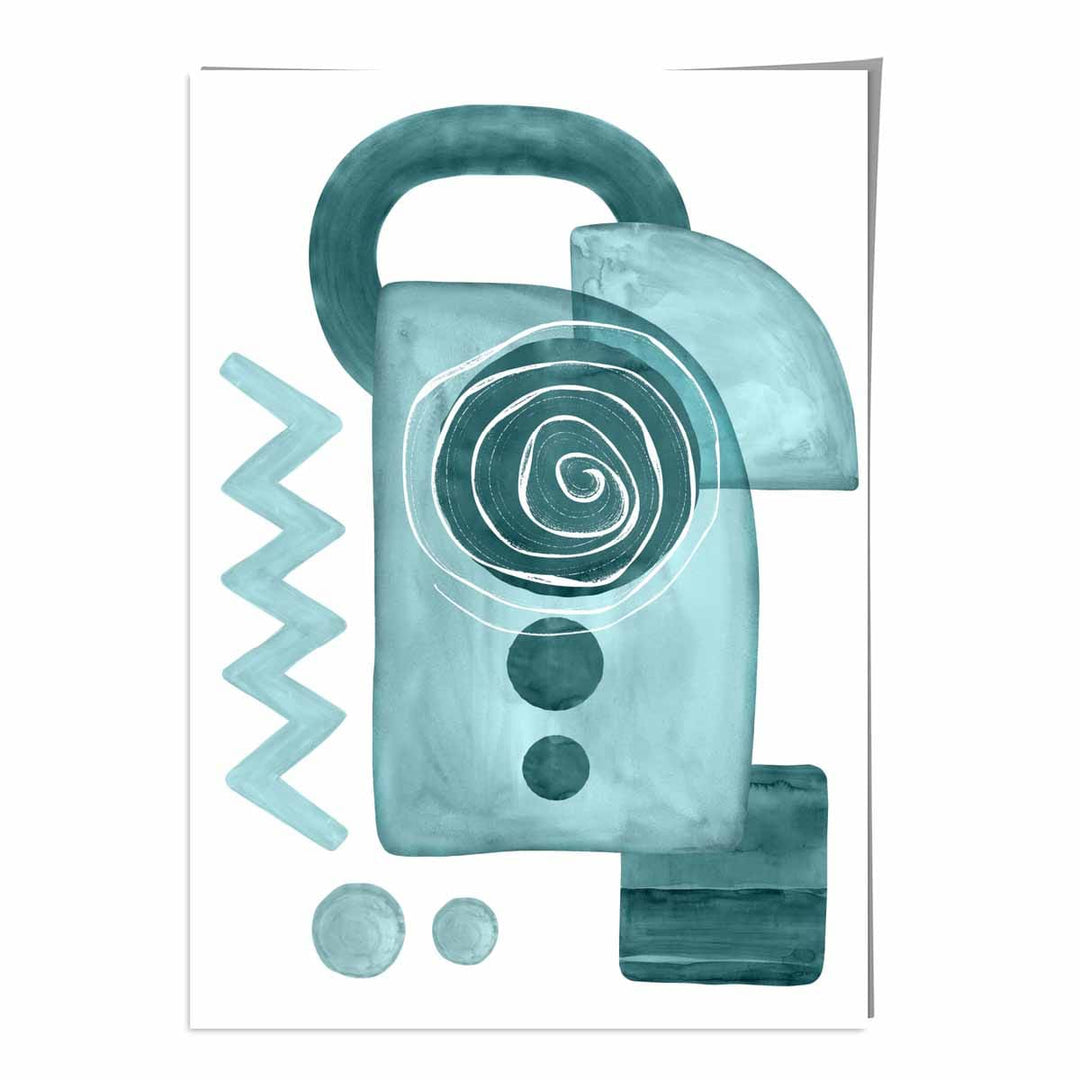 Abstract Aqua Blue and Teal Wall Art Poster No. 3 | Bowlift