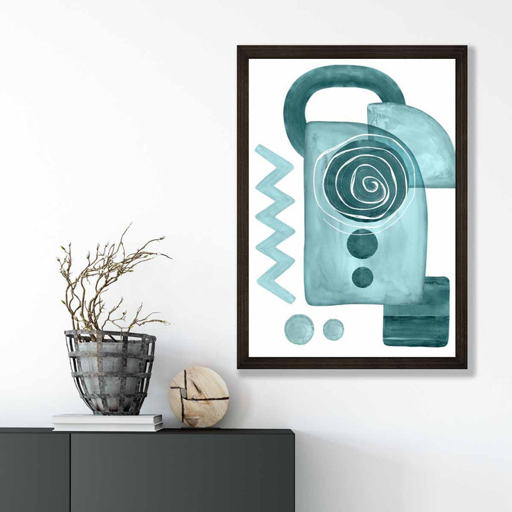 Abstract Aqua Blue and Teal Wall Art Poster No. 3 | Bowlift