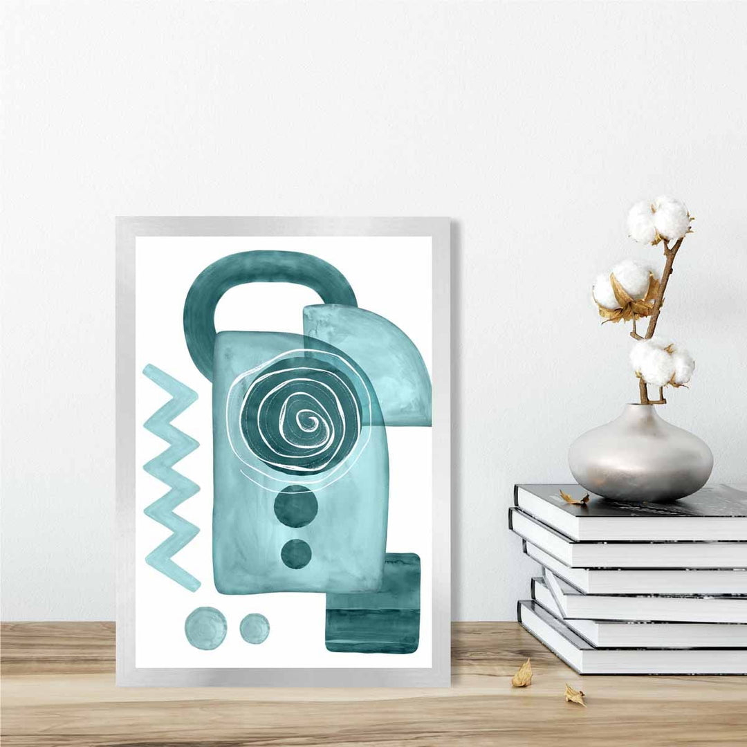 Abstract Aqua Blue and Teal Wall Art Poster No. 3 | Bowlift
