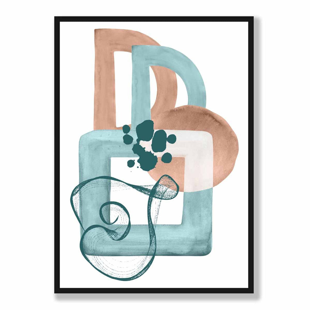 Abstract Aqua Blue and Beige Wall Art Poster No. 1 | Bowlift