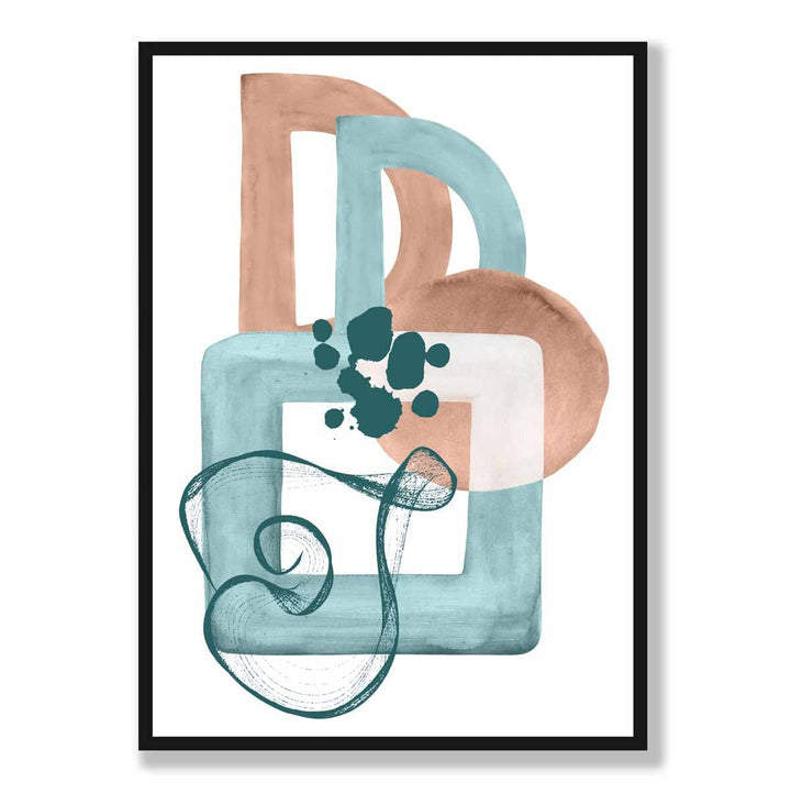 Abstract Aqua Blue and Beige Wall Art Poster No. 1 | Bowlift
