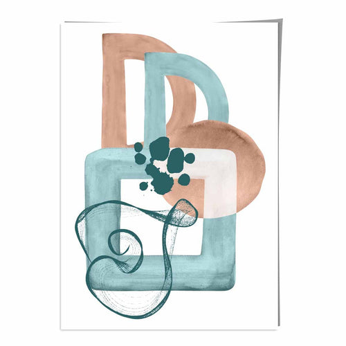Abstract Aqua Blue and Beige Wall Art Poster No. 1 | Bowlift