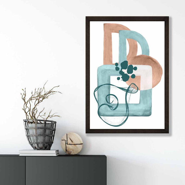 Abstract Aqua Blue and Beige Wall Art Poster No. 1 | Bowlift