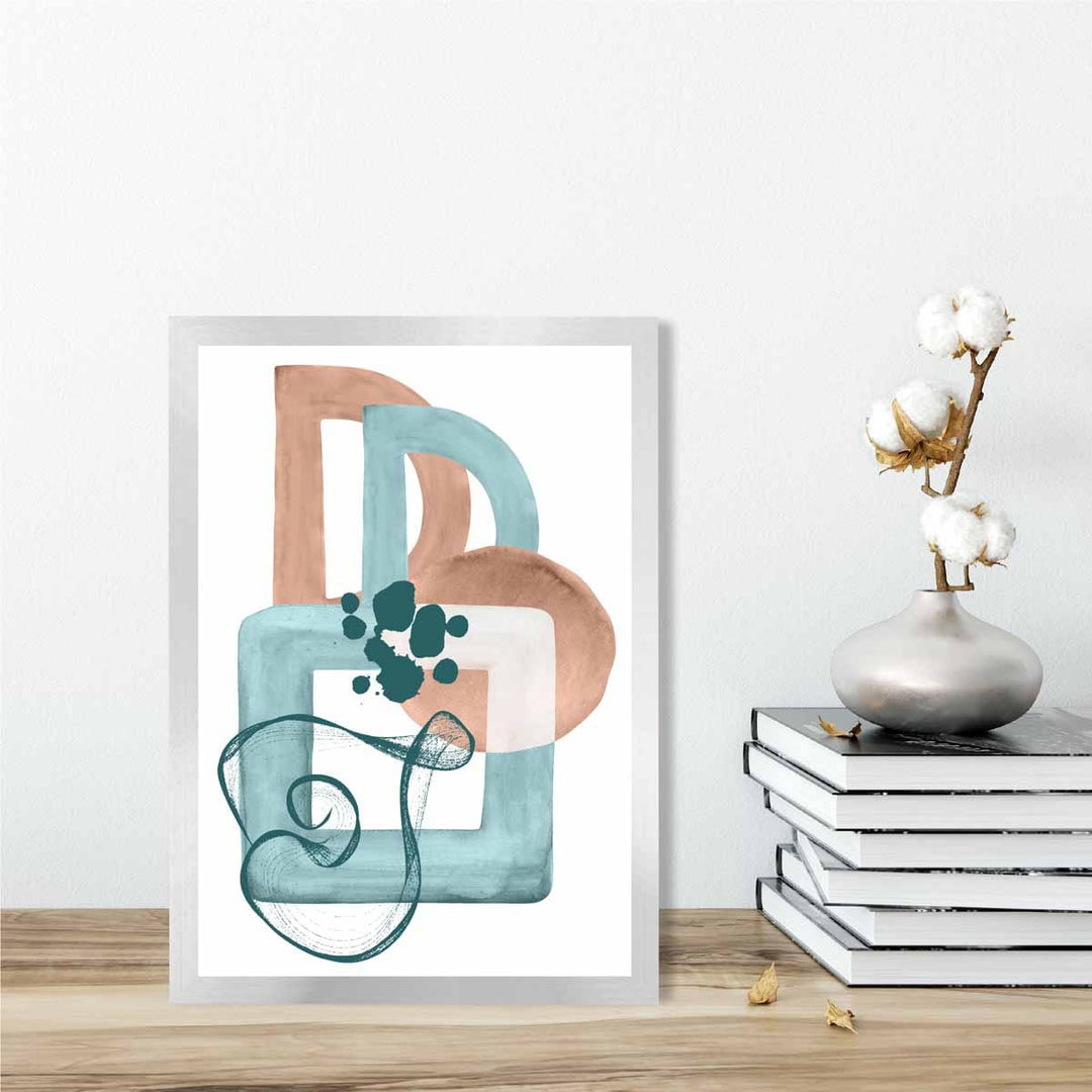 Abstract Aqua Blue and Beige Wall Art Poster No. 1 | Bowlift