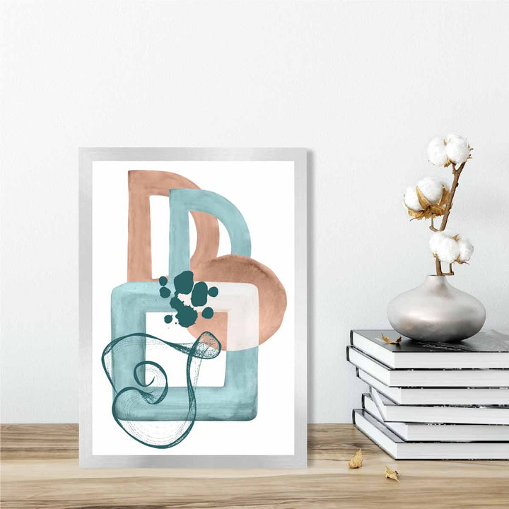 Abstract Aqua Blue and Beige Wall Art Poster No. 1 | Bowlift