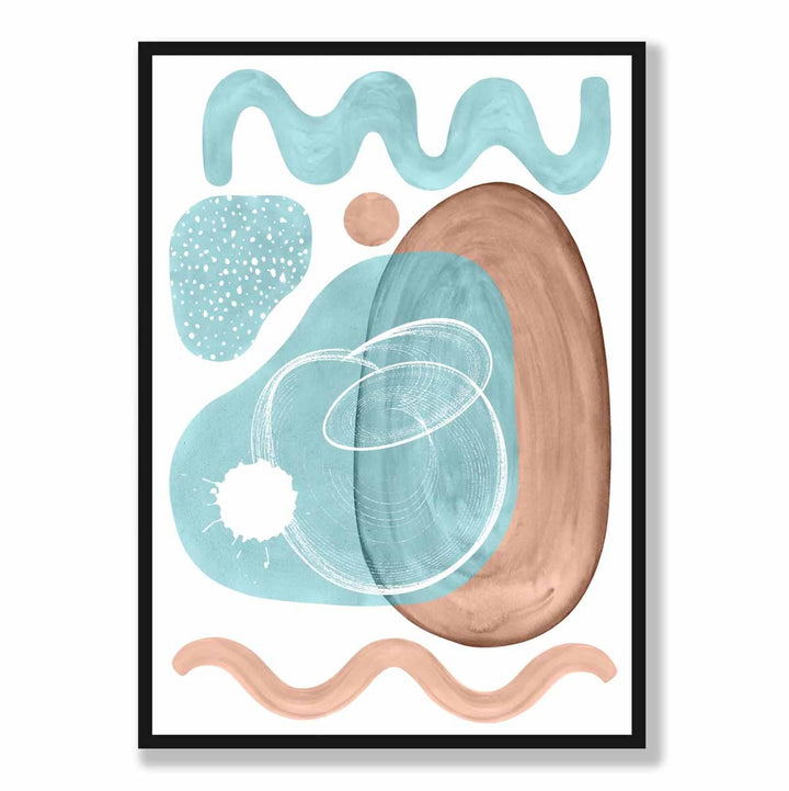 Abstract Aqua Blue and Beige Wall Art Poster No. 2 | Bowlift