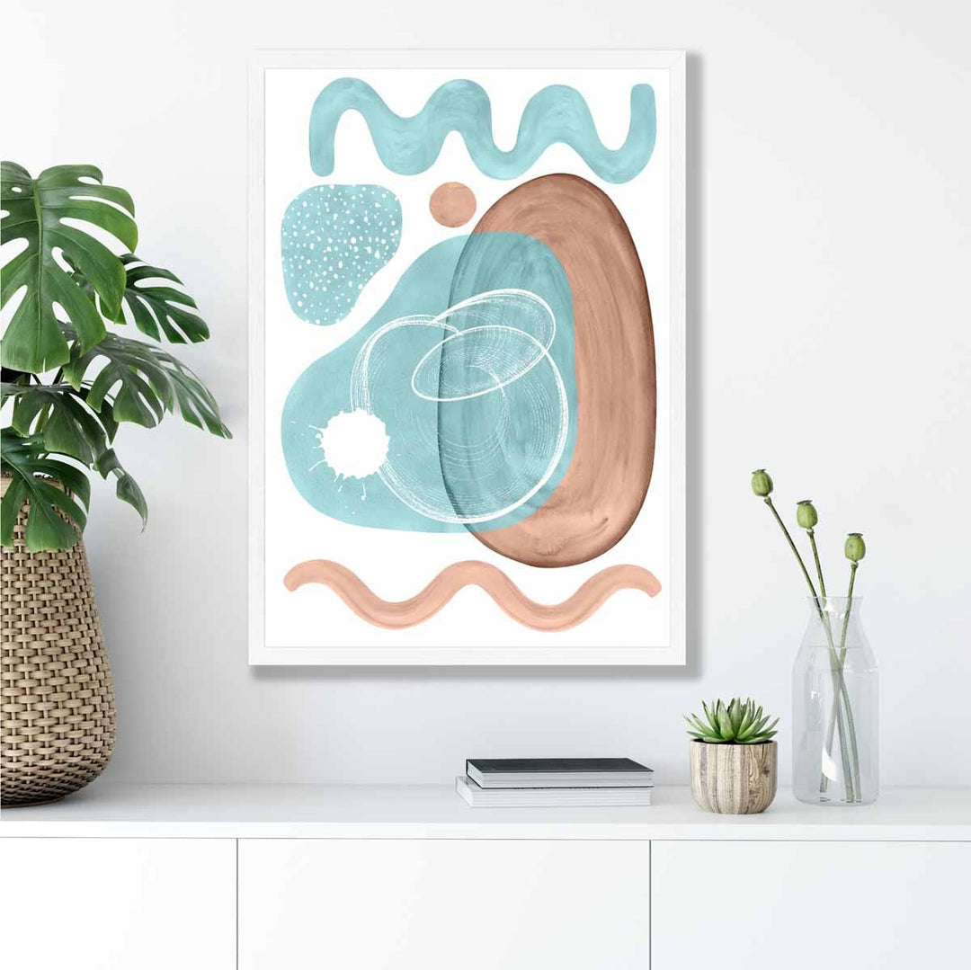 Abstract Aqua Blue and Beige Wall Art Poster No. 2 | Bowlift