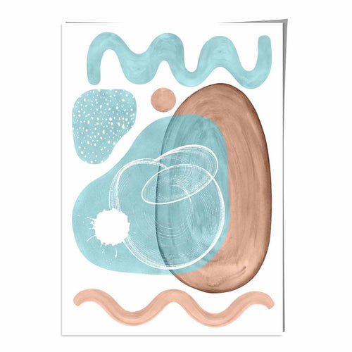 Abstract Aqua Blue and Beige Wall Art Poster No. 2 | Bowlift