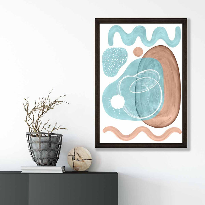 Abstract Aqua Blue and Beige Wall Art Poster No. 2 | Bowlift