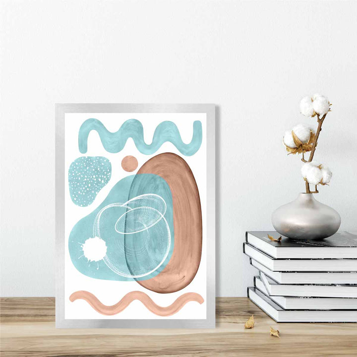 Abstract Aqua Blue and Beige Wall Art Poster No. 2 | Bowlift