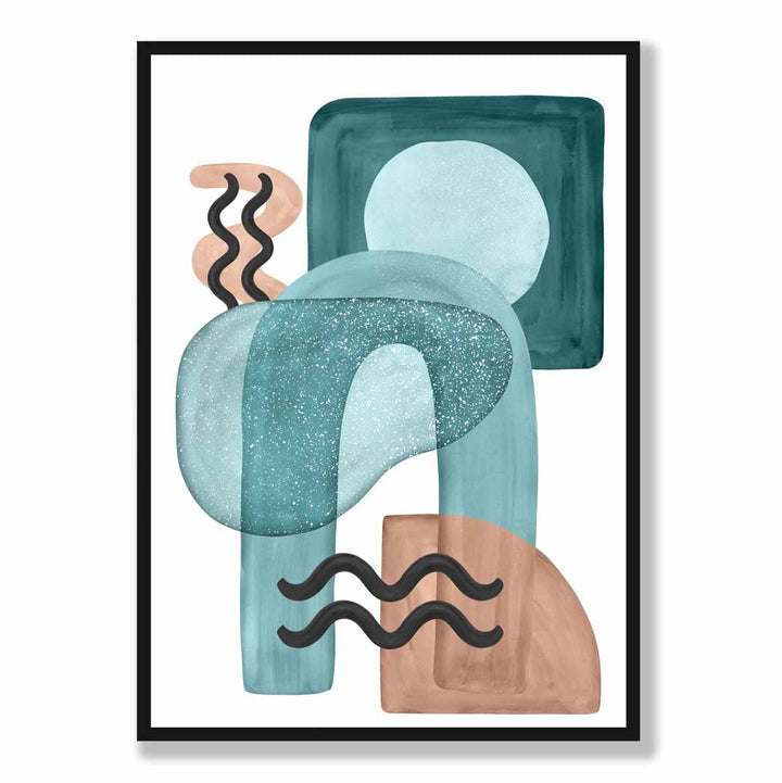 Abstract Aqua Blue and Beige Wall Art Poster No. 3 | Bowlift