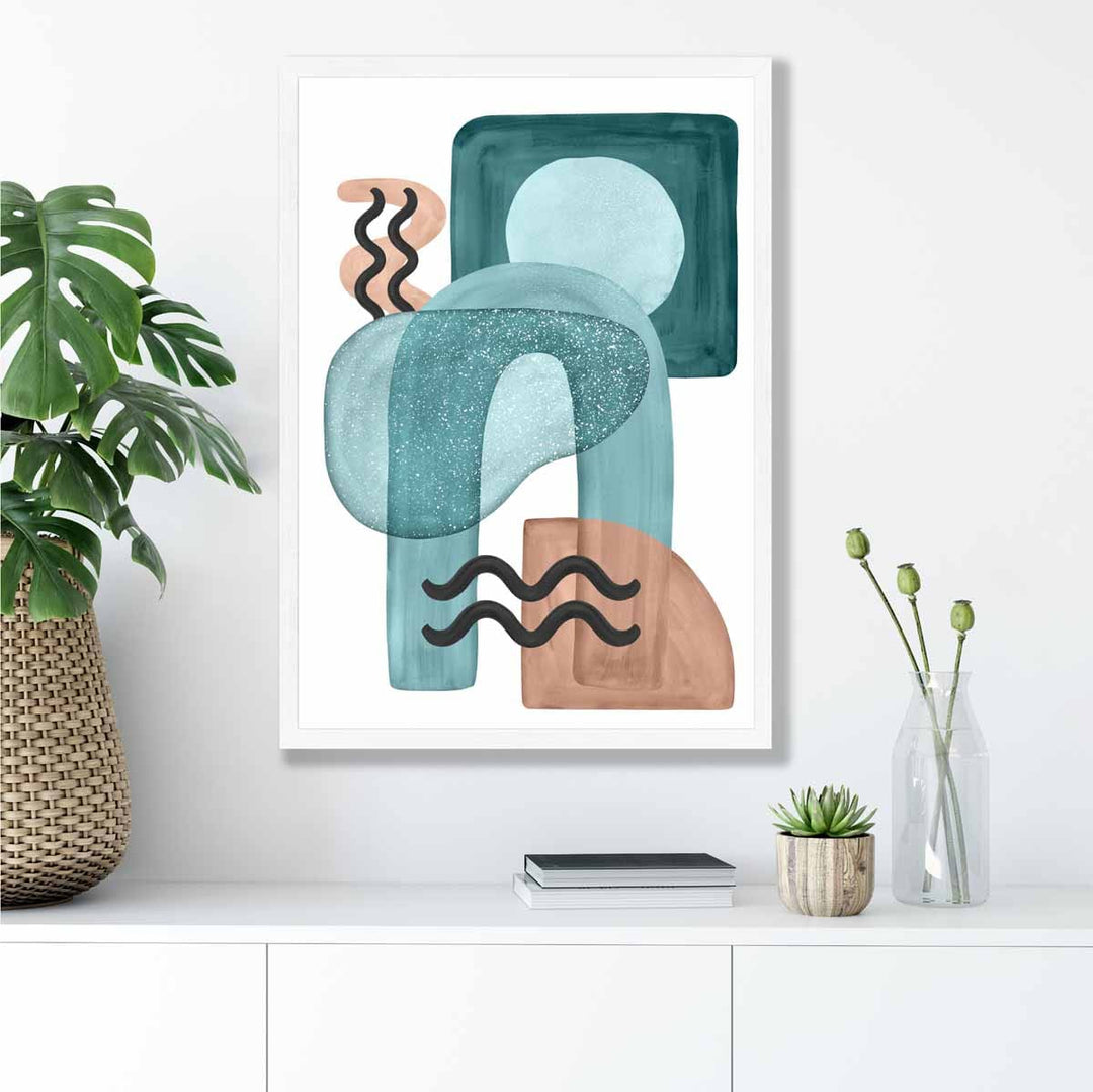 Abstract Aqua Blue and Beige Wall Art Poster No. 3 | Bowlift