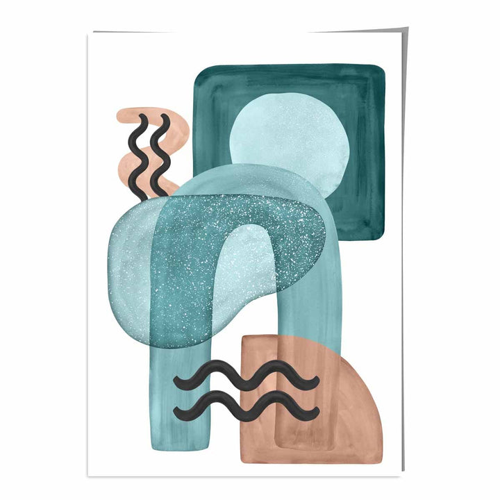 Abstract Aqua Blue and Beige Wall Art Poster No. 3 | Bowlift