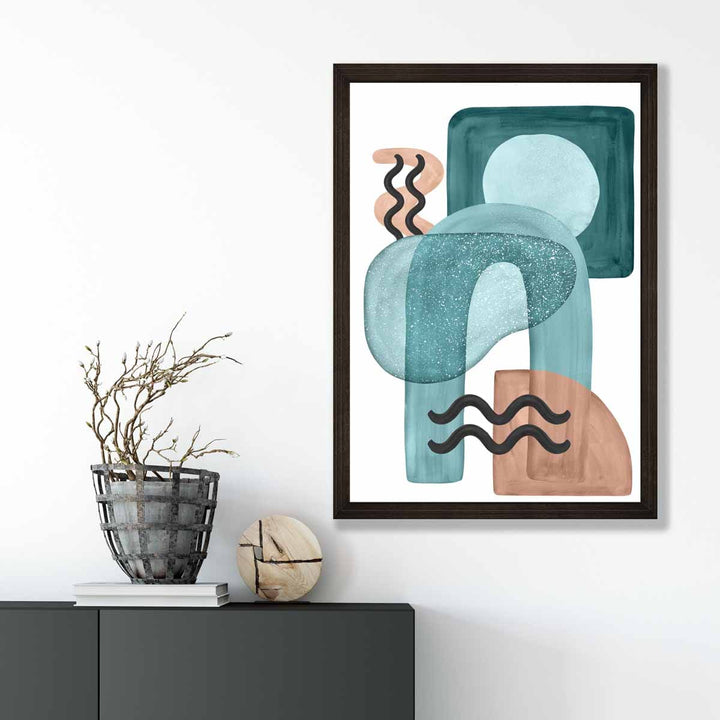 Abstract Aqua Blue and Beige Wall Art Poster No. 3 | Bowlift