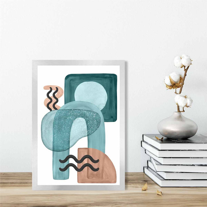 Abstract Aqua Blue and Beige Wall Art Poster No. 3 | Bowlift