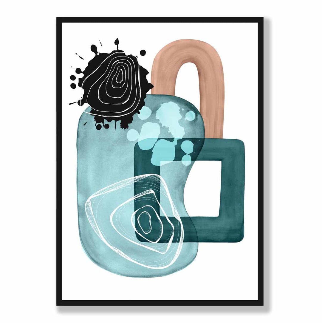 Abstract Aqua Blue and Beige Wall Art Poster No. 4 | Bowlift