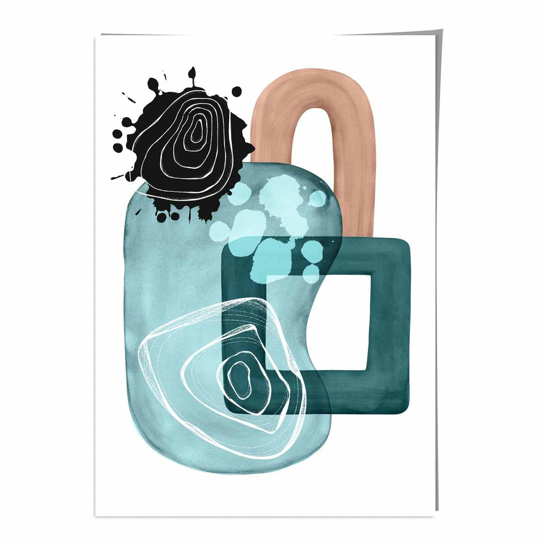 Abstract Aqua Blue and Beige Wall Art Poster No. 4 | Bowlift