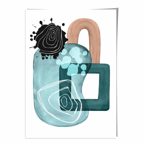 Abstract Aqua Blue and Beige Wall Art Poster No. 4 | Bowlift