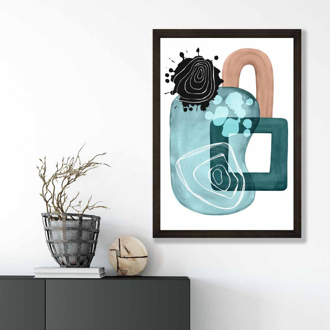 Abstract Aqua Blue and Beige Wall Art Poster No. 4 | Bowlift