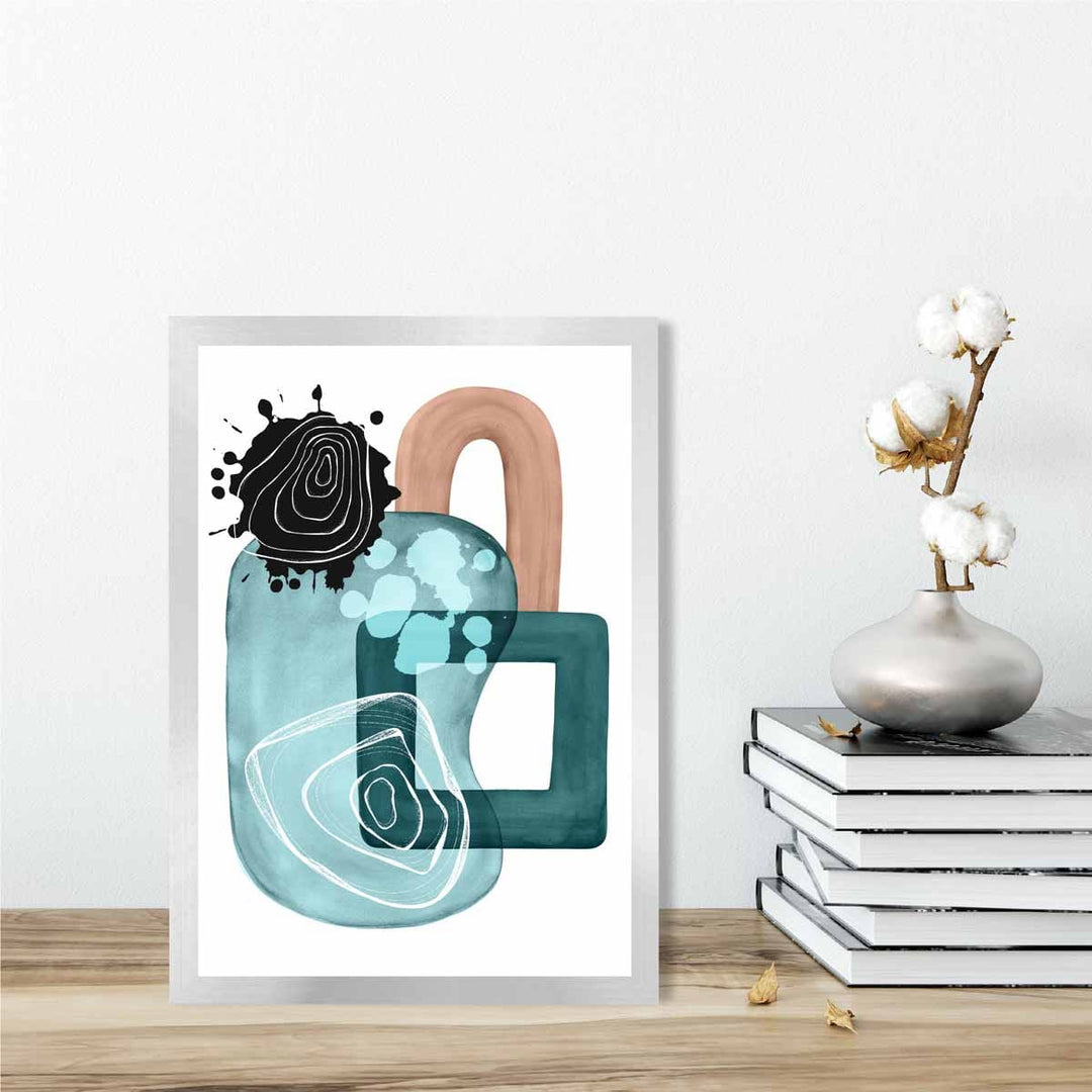 Abstract Aqua Blue and Beige Wall Art Poster No. 4 | Bowlift