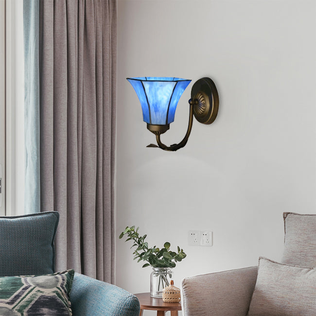 BowLift | Blue Glass Bell Wall Lamp with Goose Head 1 Light Vintage Indoor Wall Lighting