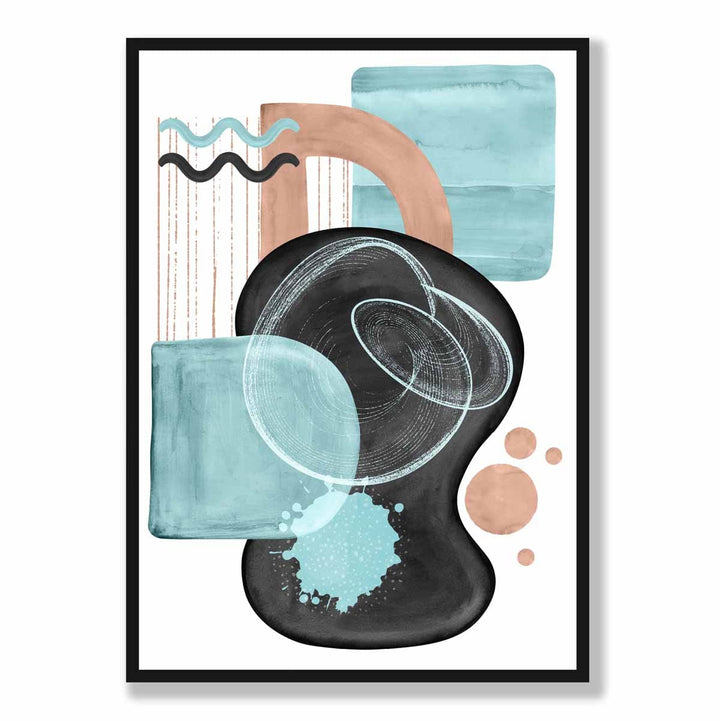 Abstract Aqua Blue and Beige Wall Art Poster No. 5 | Bowlift