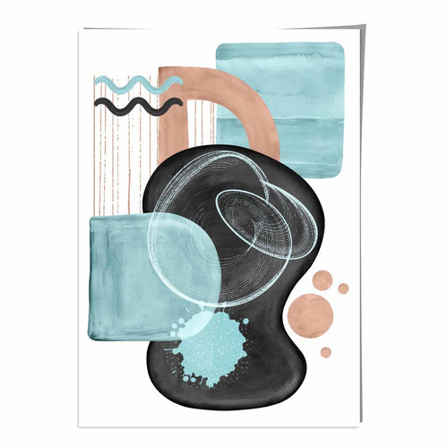 Abstract Aqua Blue and Beige Wall Art Poster No. 5 | Bowlift