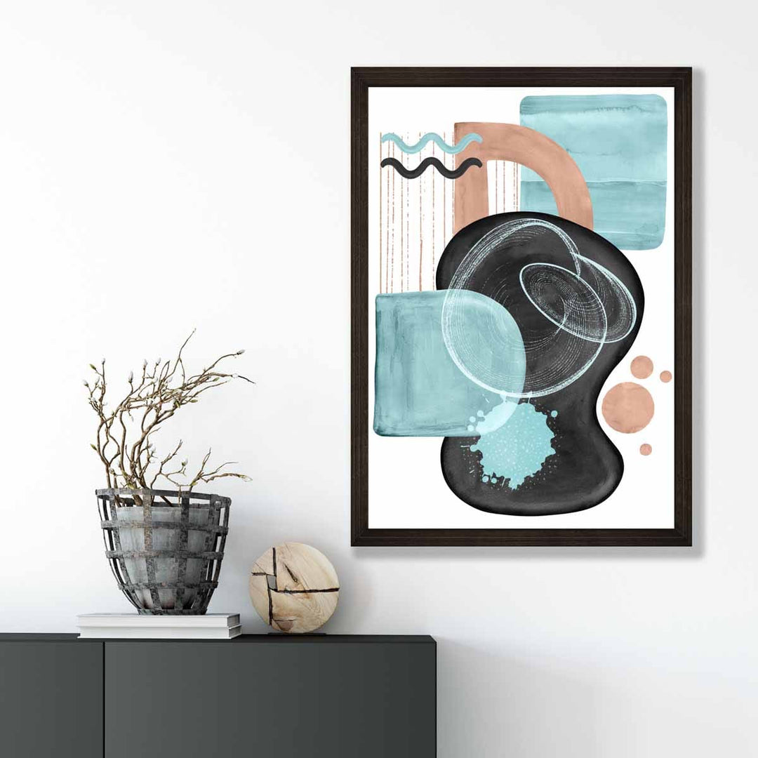 Abstract Aqua Blue and Beige Wall Art Poster No. 5 | Bowlift