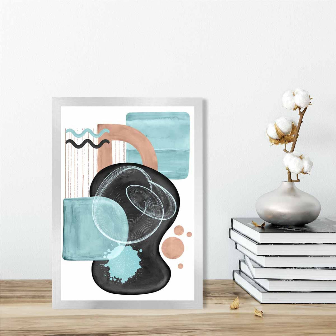 Abstract Aqua Blue and Beige Wall Art Poster No. 5 | Bowlift