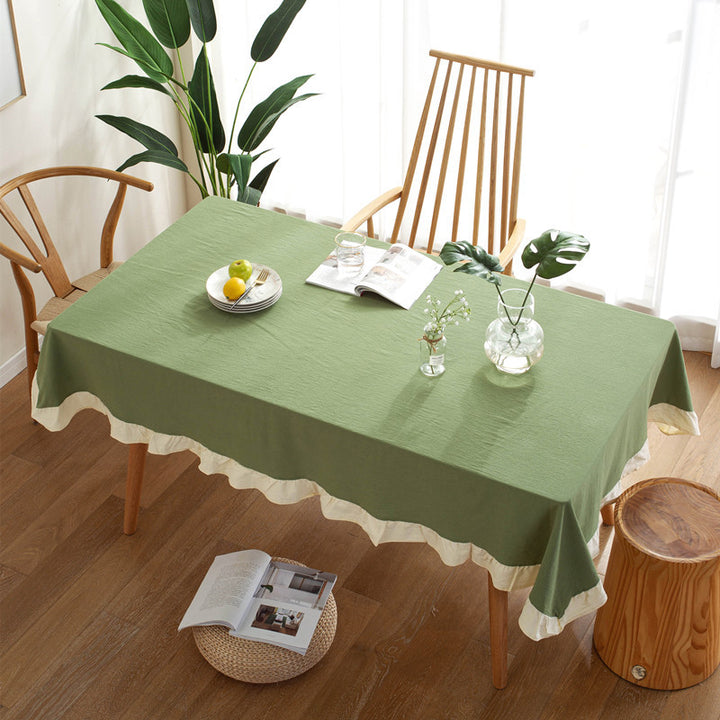 Embroidered Ruffled Tablecloth