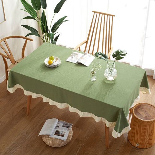 Embroidered Ruffled Tablecloth