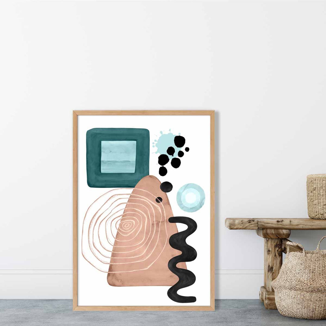 Abstract Aqua Blue and Beige Wall Art Poster No. 6 | Bowlift
